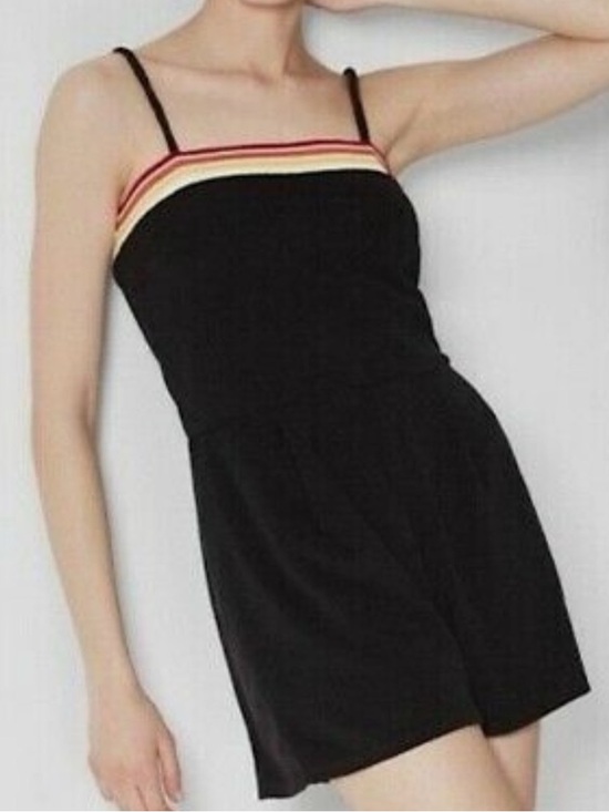 wild fable Pants - Wild Fable Women SZ S Black Striped Trim Terry Thin Striped Shorts Romper
